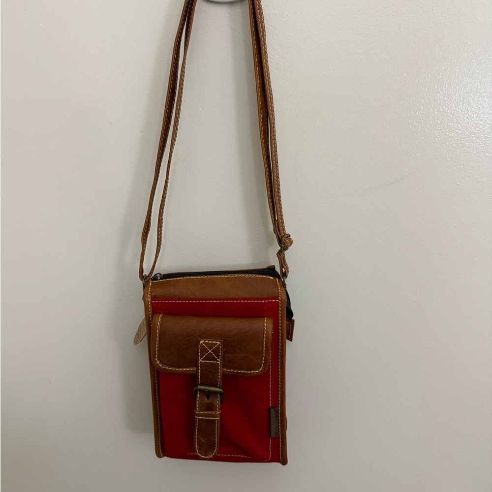 Red and Brown Crossbody Bag